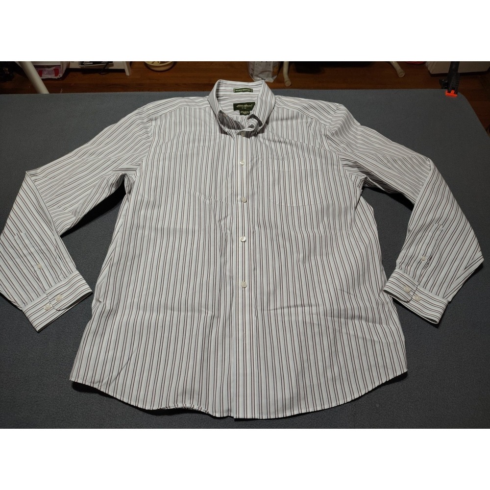 Eddie Bauer Shirt Men L Multo Color Stripe Long Sleeve Office Work Preppy